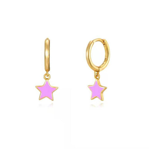 Pendientes Aro Estrella Lila