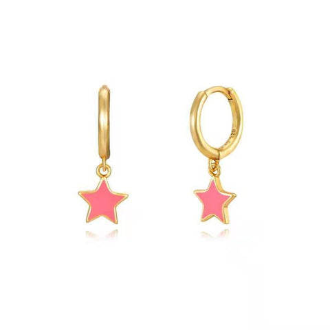 Pendientes Aro Estrella Coral