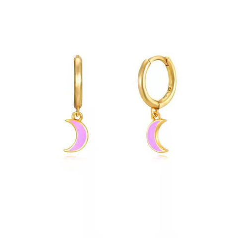 Pendientes Aro Lunita Lila