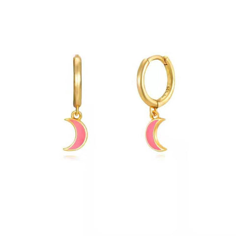 Pendientes Aro Lunita Coral