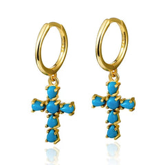 Pendientes Aro Cruz Turquesa