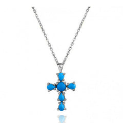 Colgante Cruz Turquesa Plata