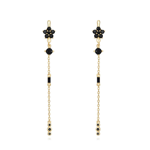 Pendientes Flor Cadena Black