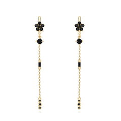 Pendientes Flor Cadena Black