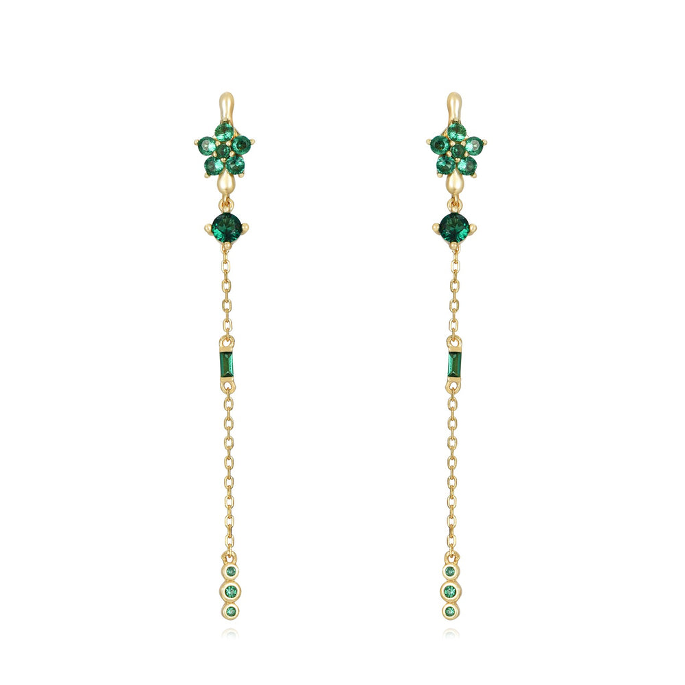 Pendientes Flor Cadena Green