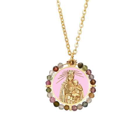 Colgante Virgen del Carmen Rosa
