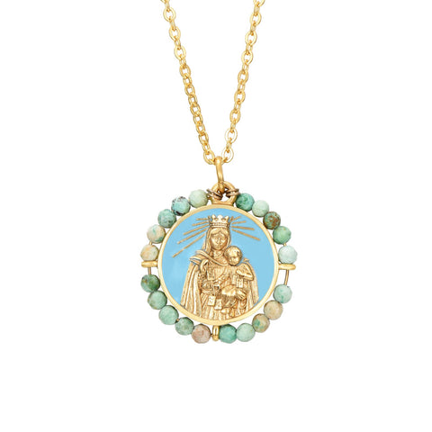 Colgante Virgen del Carmen Turquesa