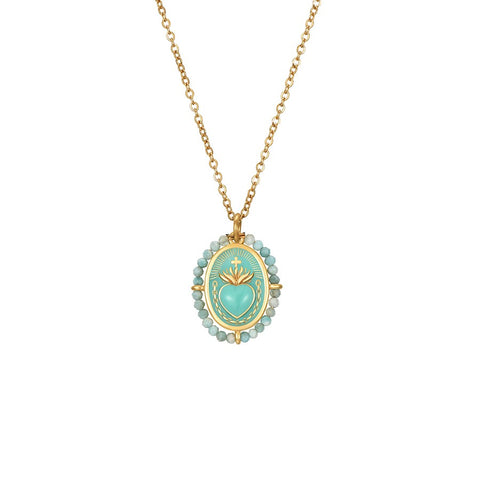 Colgante Sagrado Corazon Amazonita
