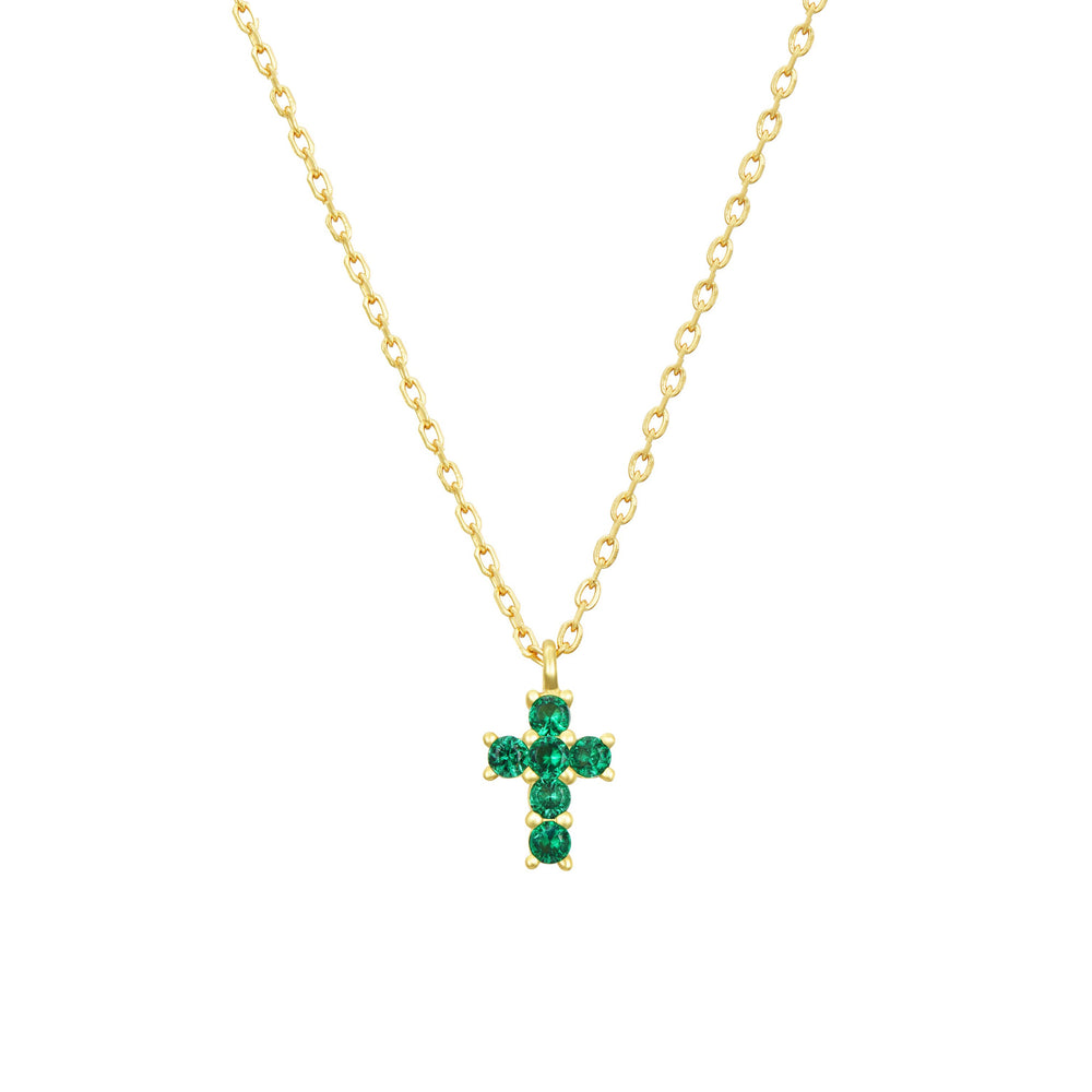 Colgante Cruz Mini Esmeralda