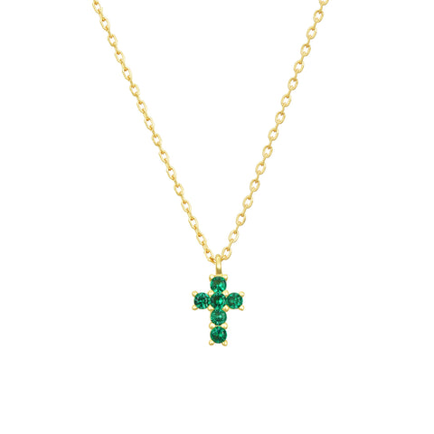 Colgante Cruz Mini Esmeralda