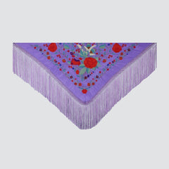 Mantón Lola Malva Flor Roja