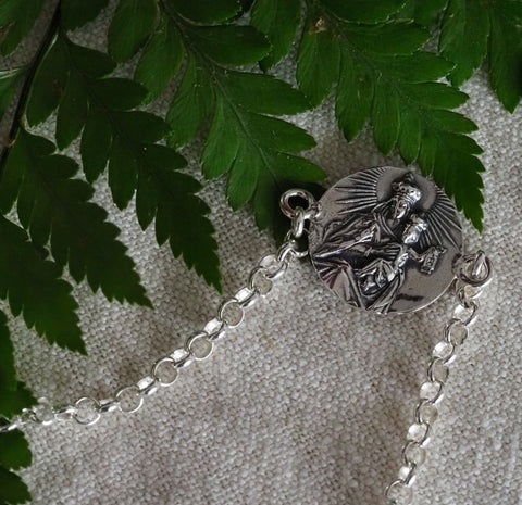 Pulsera Escapulario Cadena Simple Plata