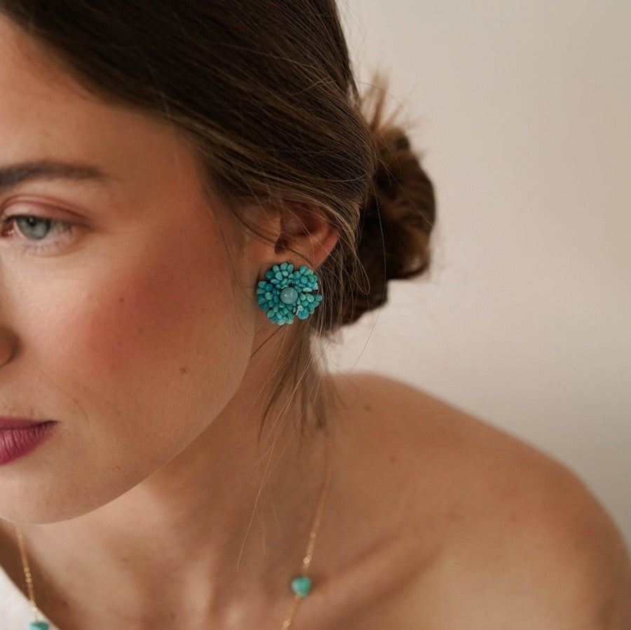 Pendientes Flor Turquesa S