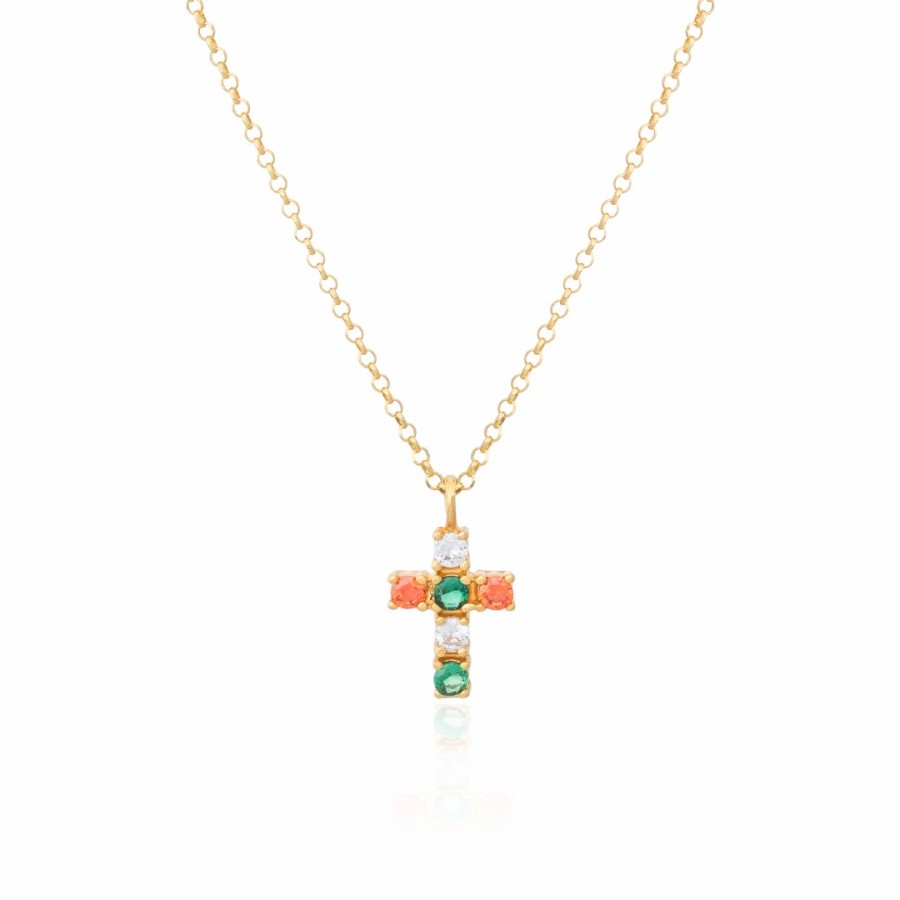 Colgante Cruz Multi Orange/Green
