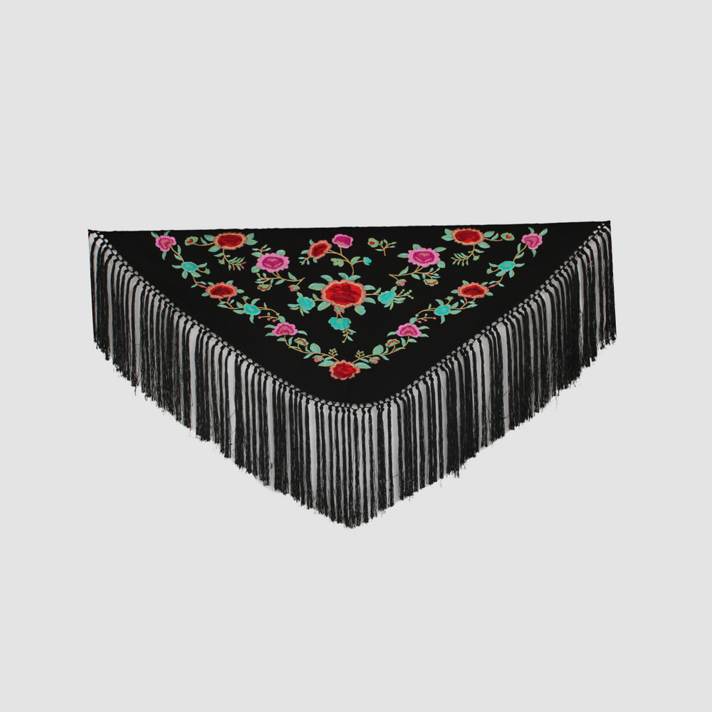 Mantón Amapola Niña Negro