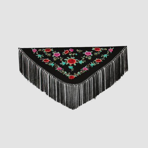 Mantón Amapola Niña Negro