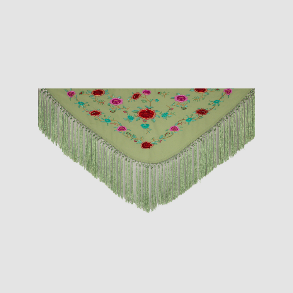 Mantón Amapola Niña Verde Hoja