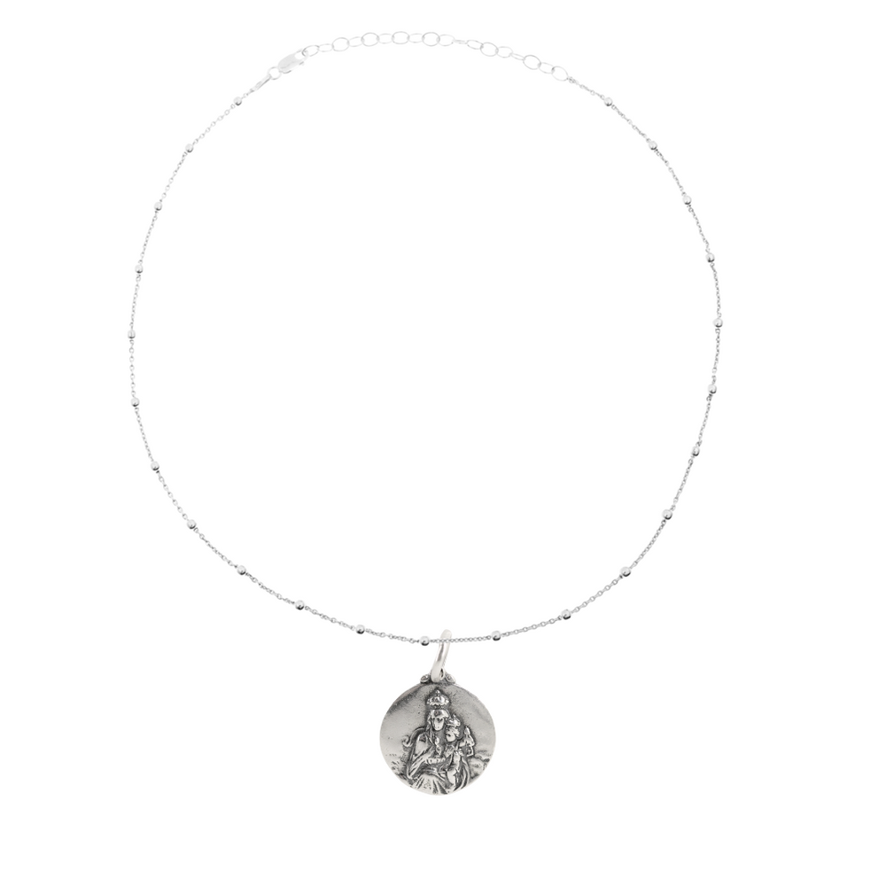 Colgante Escapulario del Carmen Plata Cadena Pearl