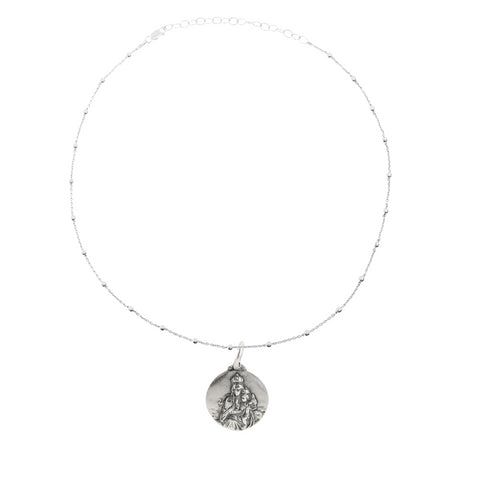 Colgante Escapulario del Carmen Plata Cadena Pearl