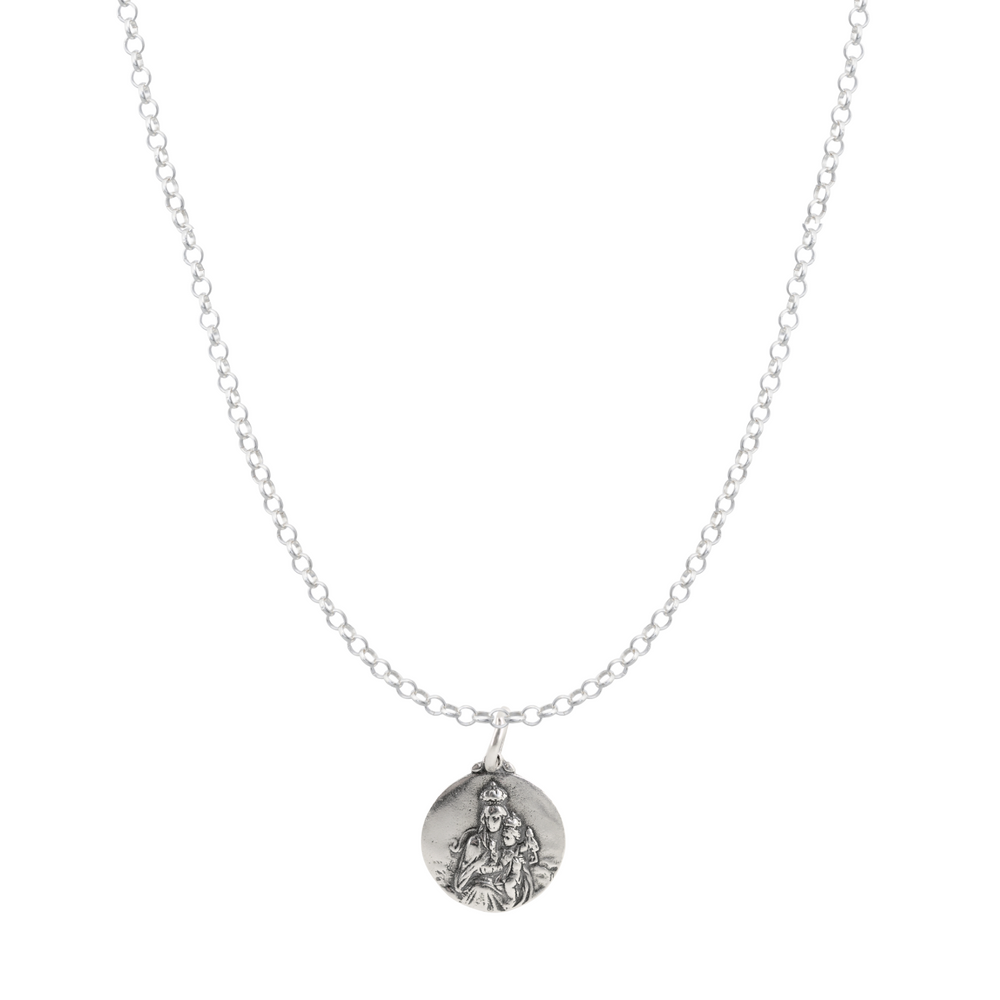 Colgante Escapulario del Carmen Cadena Simple Plata