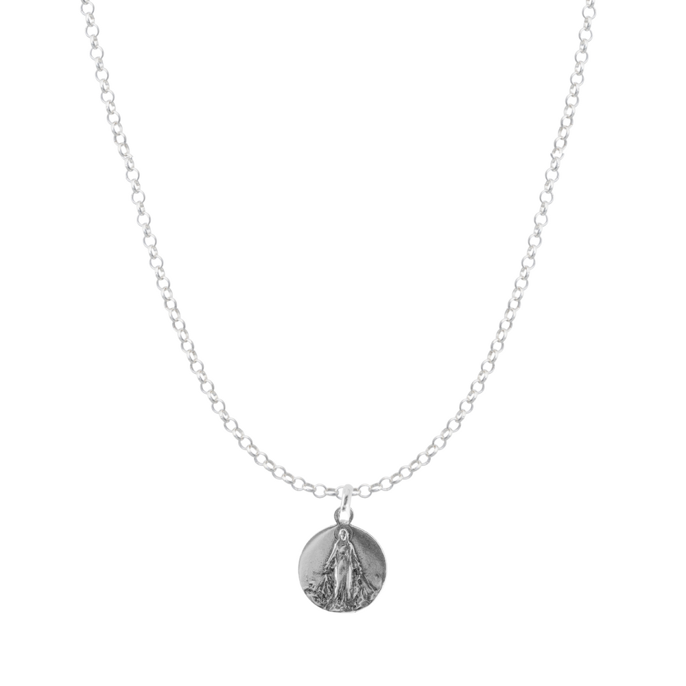 Colgante Escapulario Milagrosa Cadena Simple Plata