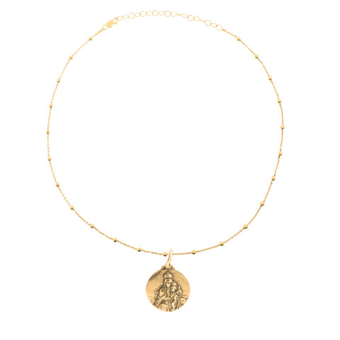 Colgante Escapulario del Carmen Cadena Pearl Oro