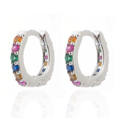 Pendientes Aro Circonitas Multicolor Plata