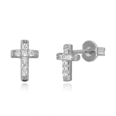 Pendientes Circonita Cruz Plata