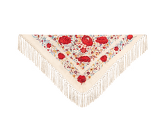 Mantón Macarena Beis Flor Roja