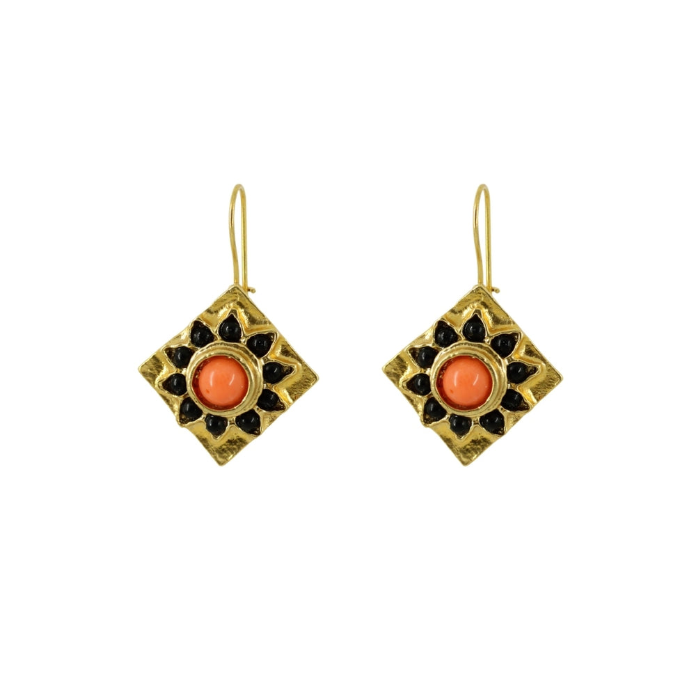 Pendientes Rombo Coral y Onix