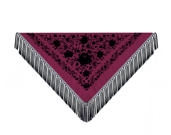 Mantón Rocio Berenjena Bordado Negro